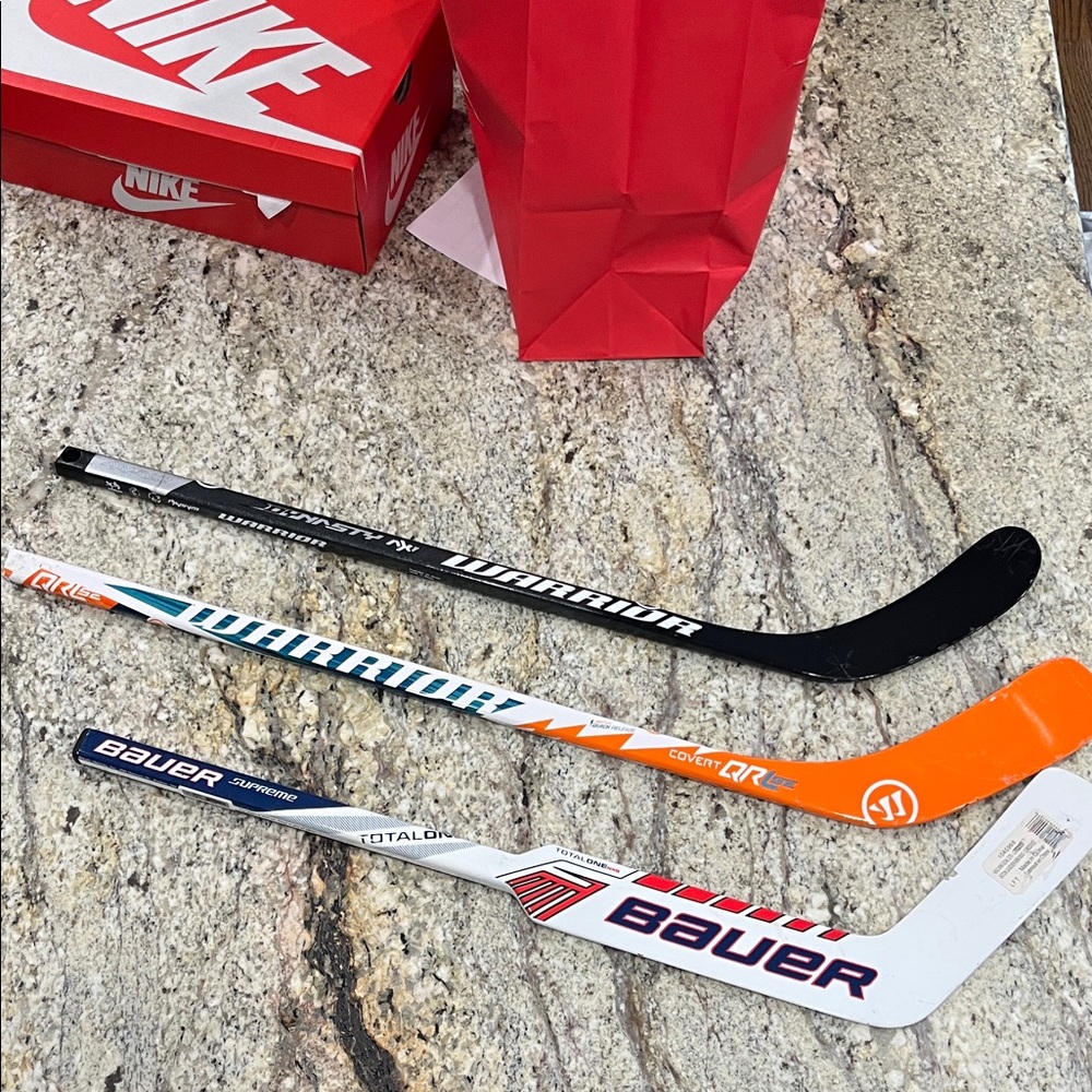 Warrior and Bauer Hockey Mini Sticks (all three sticks as a group)